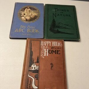 Bible Picture ABC Book Egermeier 1939 3 Books Nature Happy Home Childrens Books